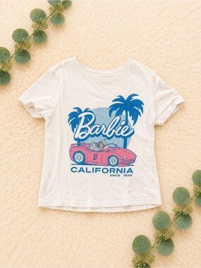 Barbie White Tee with Blue & Pink California Graphic